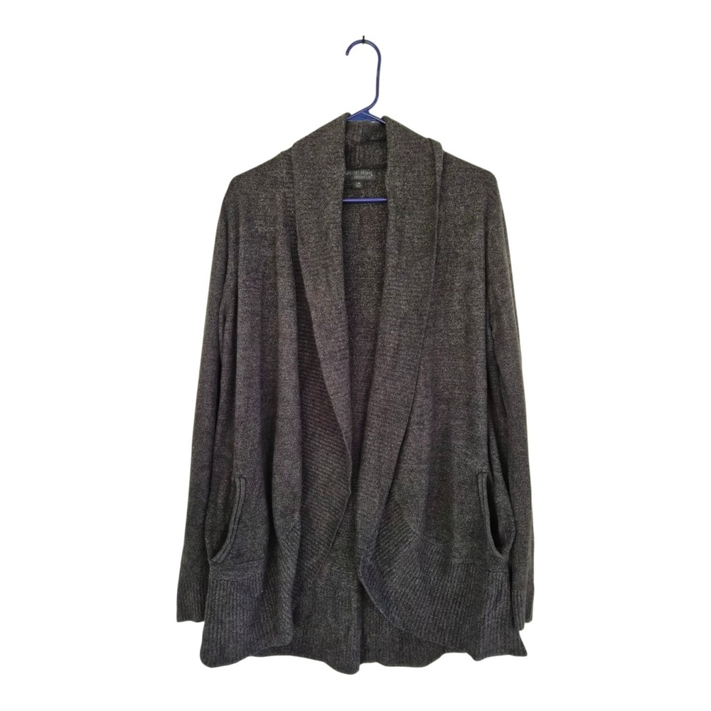Barefoot Dreams CozyChic Lite Circle Cardigan L/XL Gray Open Front Soft Knit